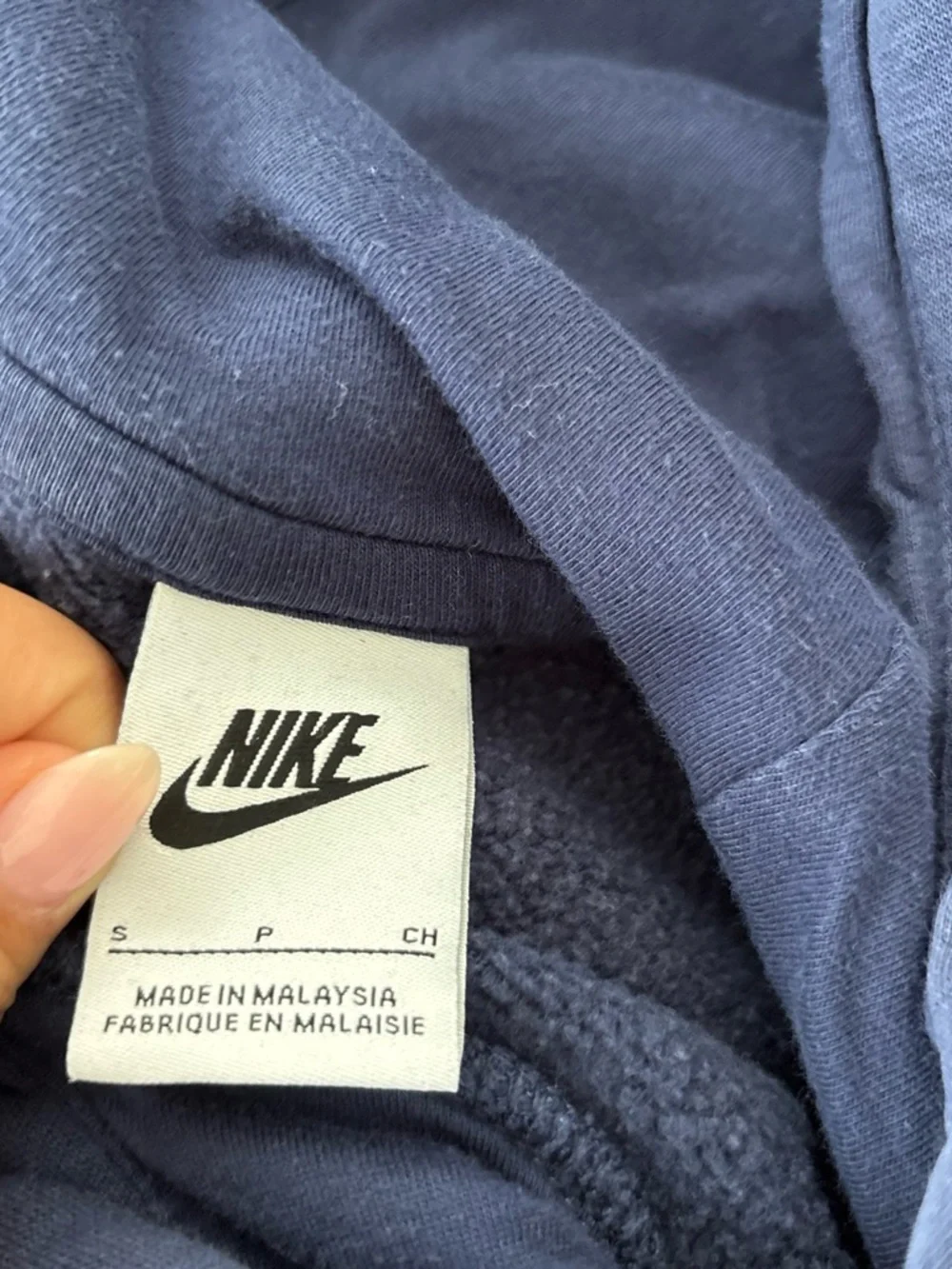 Nike Women's Navy Blue Pullover Hoodie with Small Swoosh